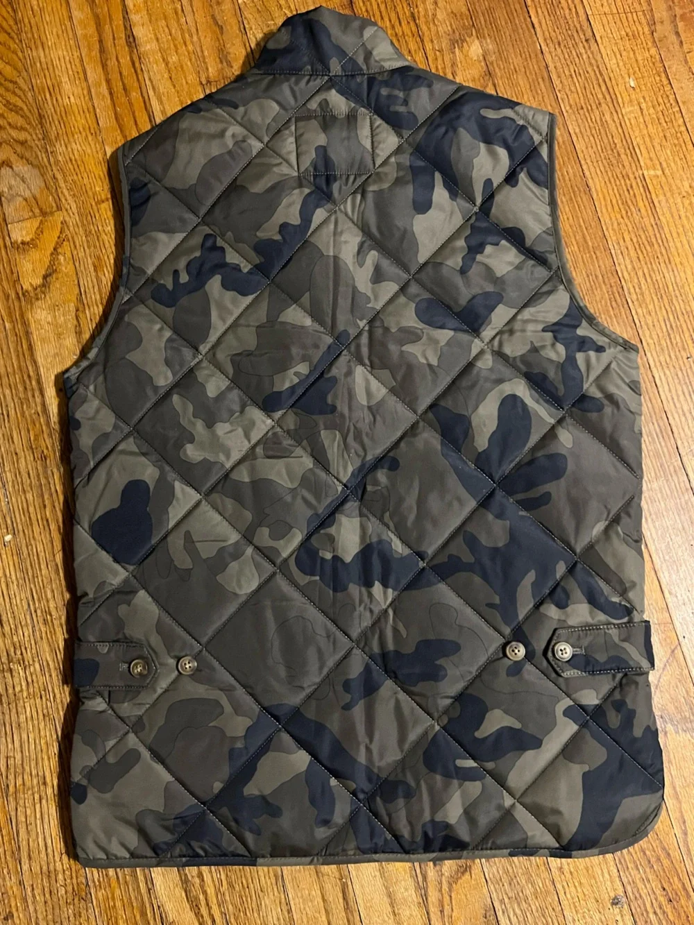J. Crew Quilted Camo Vest in Black and Gray
